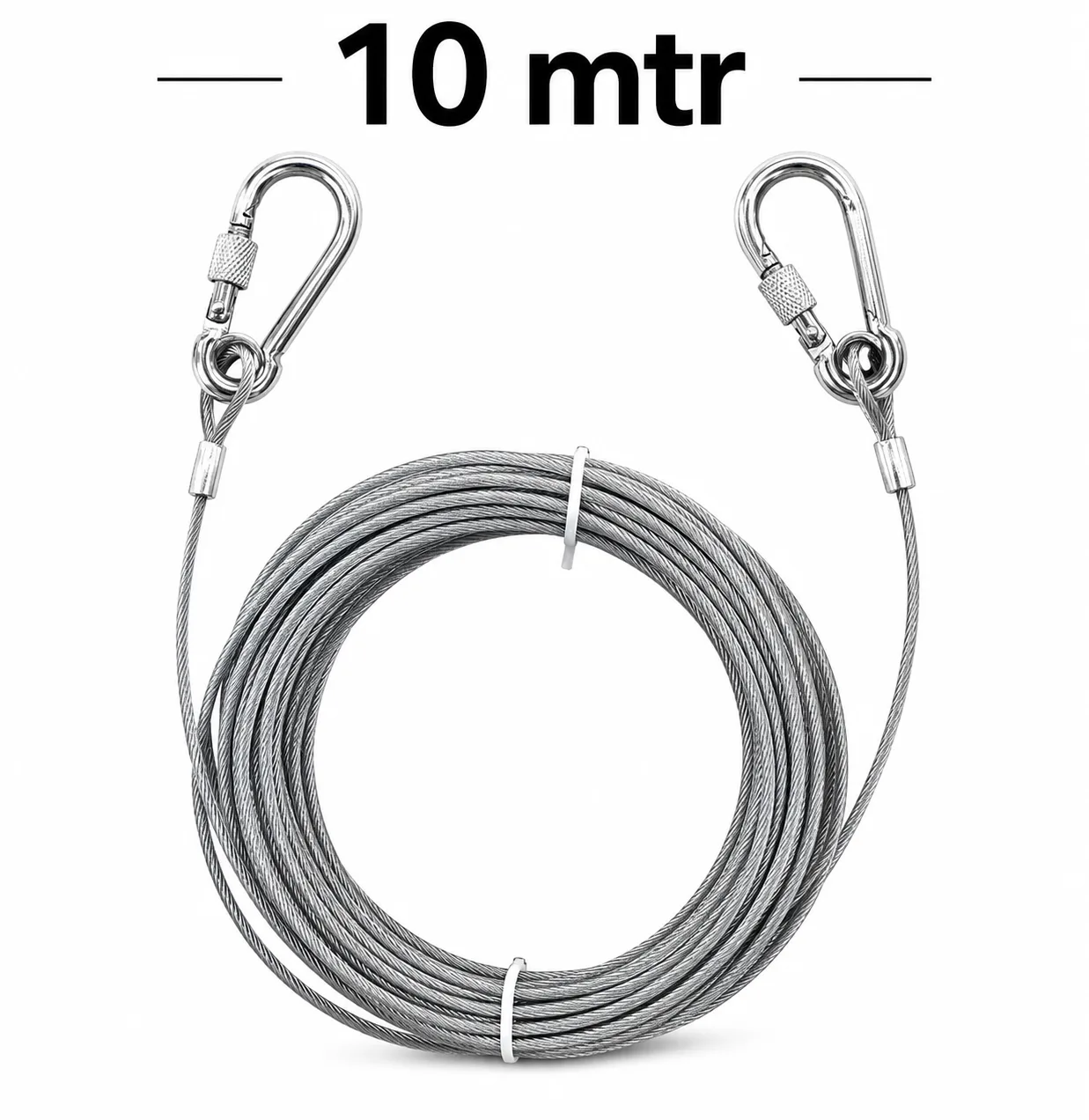 10 Meter Stainless Steel Wire Rope Clothesline with Hooks