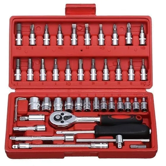 Brilora 46 Piece Socket Wrench Tool Set – Ratchet, Sockets & Screwdriver Bits for Home, Auto & DIY Repairs