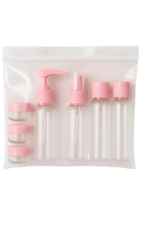 Travel Size Empty Bottles Set – 7-in-1 Refillable Cosmetic Containers with Pump, Spray, and Cream Jars for Toiletries and Skincare