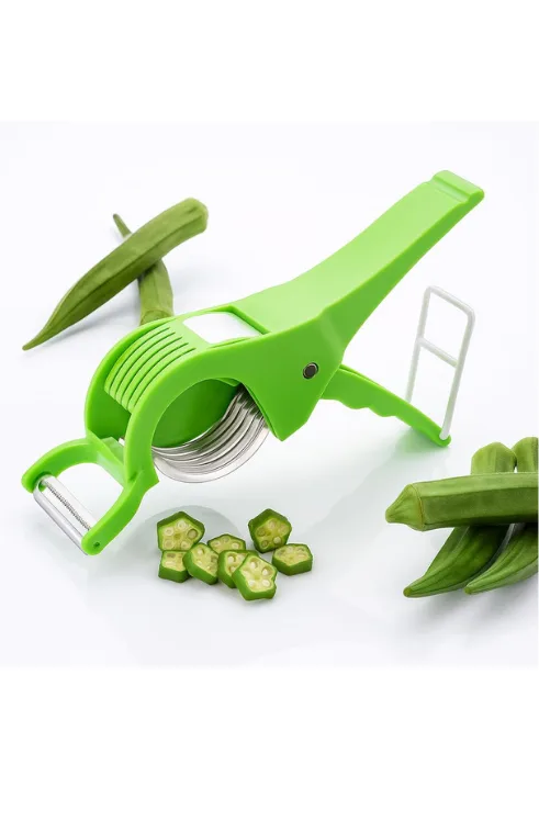 2-in-1 Vegetable Slicer and Peeler – Kitchen Multi Cutter with 5 Stainless Steel Blades for Effortless Cutting, Slicing & Peeling