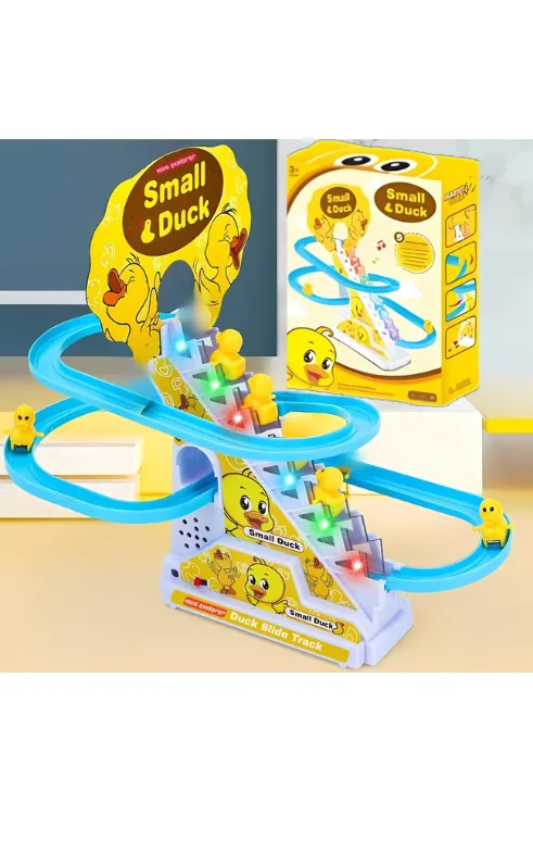 Electric Duck Slide Track Toy with Music and LED Lights – Climbing Stair Track for Kids