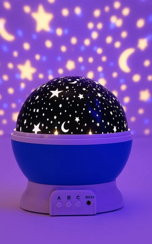 Star and Moon Projector Night Lamp – Rotating LED Light for Kids Bedroom