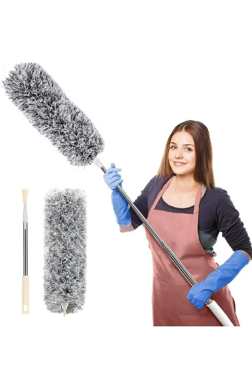 Extendable microfiber cleaning duster with long handle