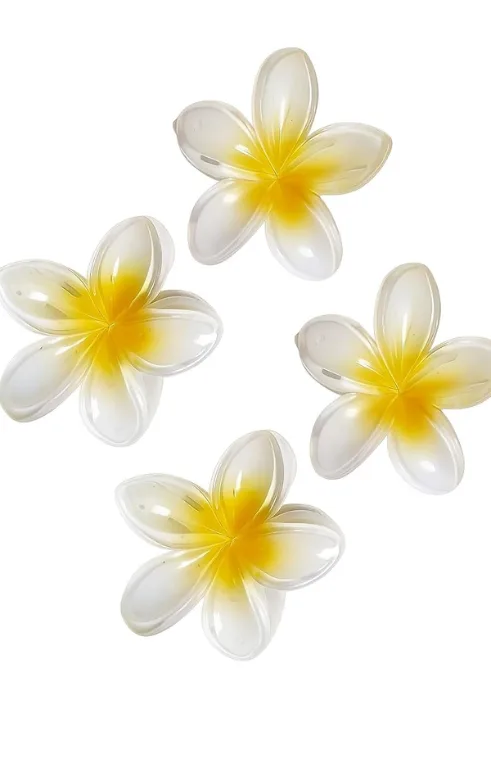 Artificial Plumeria Flower Accessory – Decorative Frangipani Clip pack of 4