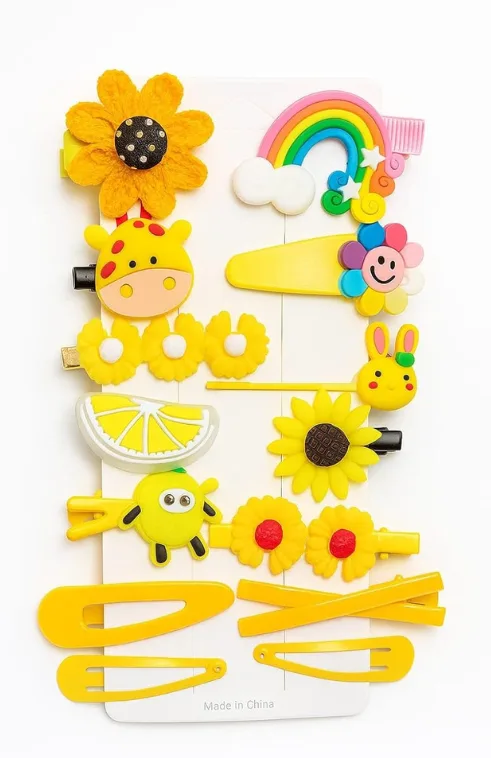 Kids Cartoon Hair Clips Set – Colorful Cute Clips for Girls pack of 1 multicolour