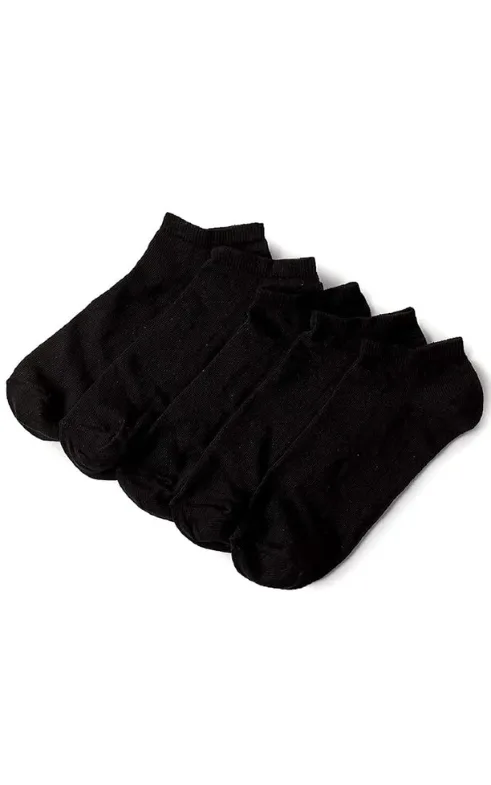 Men’s Black Cotton Ankle Socks Pack of 5 – Soft Breathable Daily Wear Socks