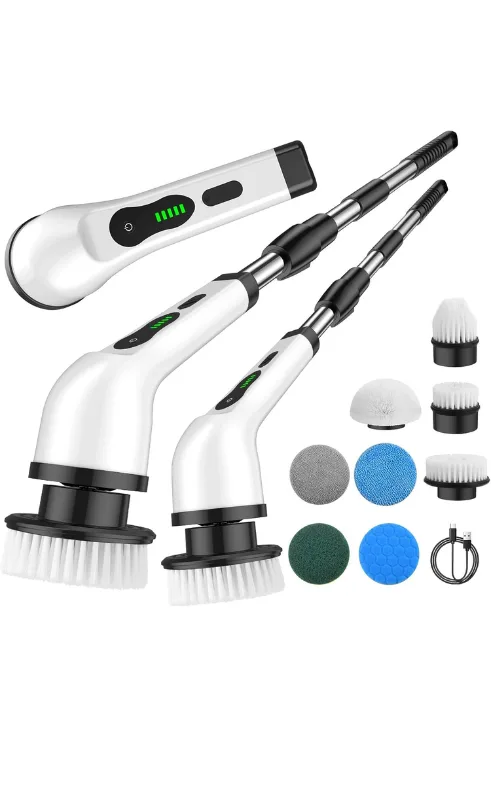 Electric Spin Scrubber Cleaning Brush – Cordless Rechargeable with Multiple Brush Heads