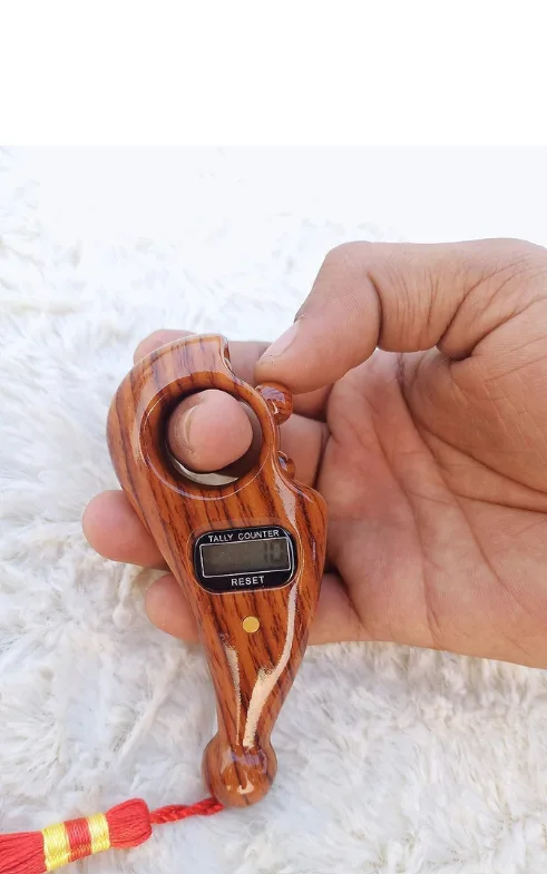 Wooden Digital Finger Tally Counter with Reset – Handheld Prayer Counter