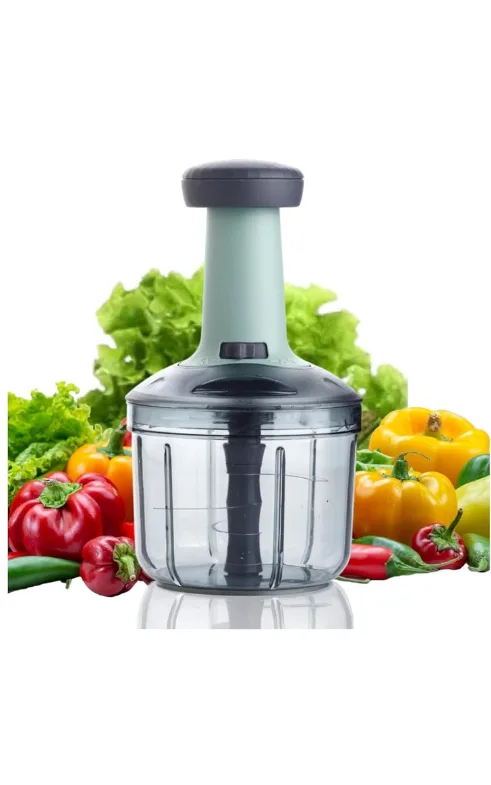 Manual Hand Press Vegetable Chopper with Container
