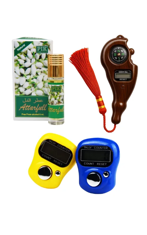 Attar Full 8 ml Perfume Oil with Digital Tally Counter and Tasbih Counter Compass