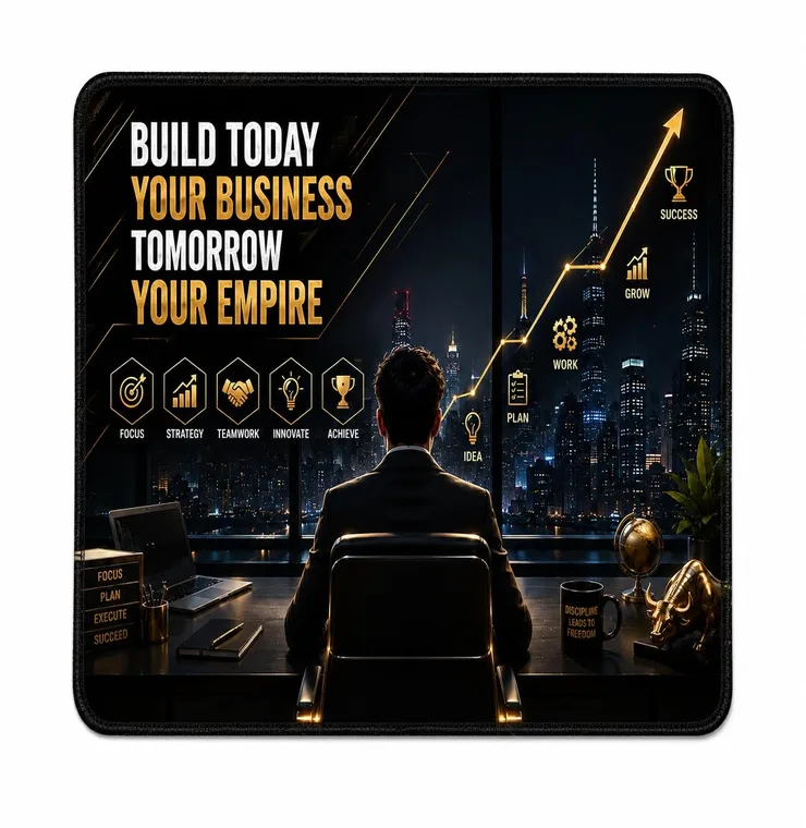 business Mouse Pad 9 x 7.5 Inch | Mouse Mat with Non-Slip Rubber Base, Smooth Surface & Stitched Edges | 3mm Thick Water Resistant Mouse Pad for Laptop, PC, Computer, Office, Study & Gaming