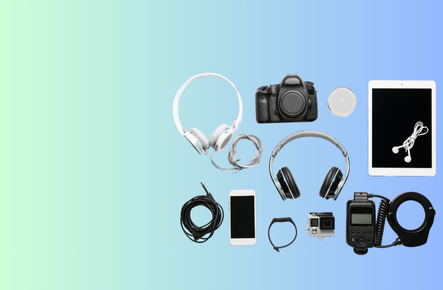 Latest electronics including smartphones, headphones and smart gadgets